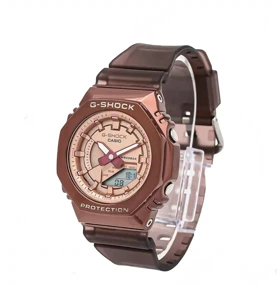 ساعت جی شاک GM-S2100 زنانه قهوه ای صفحه رزگلد