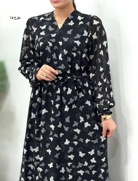 پیراهن بلند حریر آستردار آوا کد 4397