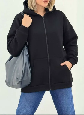 سویشرت جلو زیب ساده