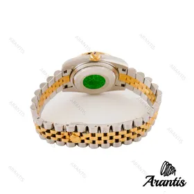 ساعت رولکس زنانه دورنگ طلایی صفحه مشکی خطی w-3744