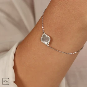 دستبند نقره ونکلیف کد 351235 (سفید)