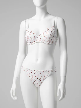 ست شورت و سوتین فنر دار کبریتی نخی سفید توت فرنگی