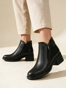 نیم بوت زنانه روزمره بغل زیپ مدل NB-8986