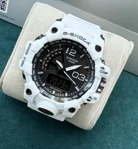 ساعت جی شاک مردانه دوزمانه طرح جدید الارم دار سفید