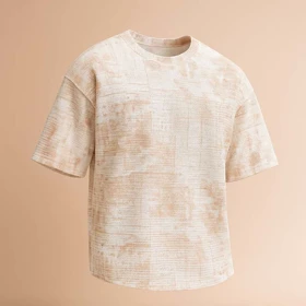 تیشرت مراکشی چاپی کرم مردانه مدل Ramin