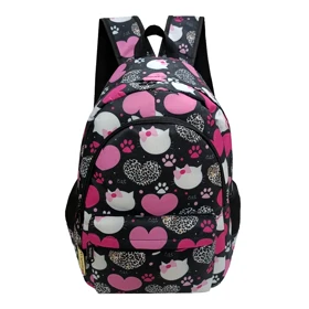 کیف مدرسه دخترانه مدل قلب و گربه heart cat با جامدادی (برند respina)