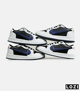 کفش کتانی مردانه و زنانه مشکی سفید آبی NIKE jordan 1