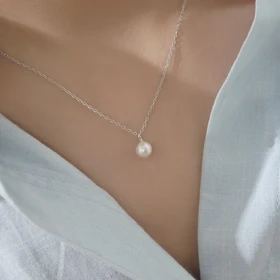 گردنبند نقره زنانه تک مروارید