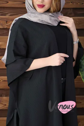 مانتو حریر میله ای بغل بنددار