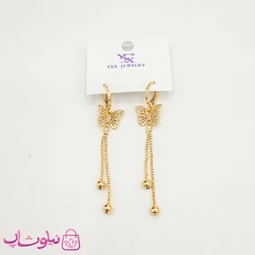 گوشواره آویز بلند YSX مدل پروانه طلایی