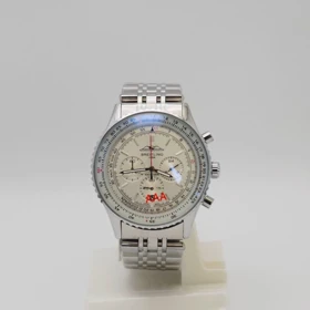 ساعت مچی مردانه بریتلینگ Breitling 1884 با 3 موتور فعال کرنوگراف (بند نقره ای صفحه سفید)