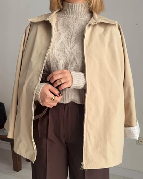 ترنچ کت Fly کرم (قد کوتاه)