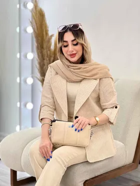 مانتو راه راه دو دکمه جیب نما