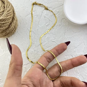 گردنبند زنانه مدل سرپینا فلت طرح زنجیر ماری آینه‌ای مدرن