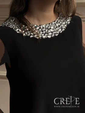 پیراهن کلوش یقه نگینی