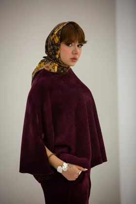 پانچ جلو بسته آستین دکمه (زرشکی)