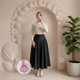 دامن جین کمرگنی بلند وارداتی