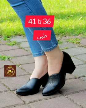 کفش مجلسی و اداری پاشنه‌دار زنانه چاپی دلبری