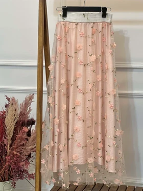 دامن تور اپلیکه ناز (گلبهی)