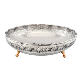 میوه خوری سه پایه مس دیبا رنگ کروم کد 1068