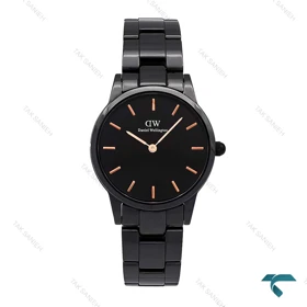 ساعت DW زنانه سرامیکی مشکی ایندکس رزگلد DW-6322-L