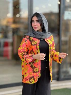 مانتو طرح برجسته گل‌دار کد 810