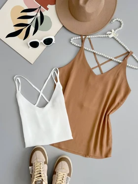 تاپ حریر کریشه آستردار ضربدری کد 3512