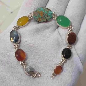 دستبند نقره ام البنین کد 3 (9 سنگ)