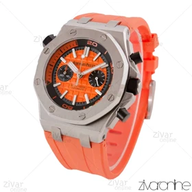 ساعت اودمار پیگه (AP) مردانه سه موتوره بند رابر نارنجی 104045