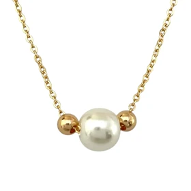 گردنبند زنانه ژوپینگ مدل مریسا طرح طلا با آویز مروارید