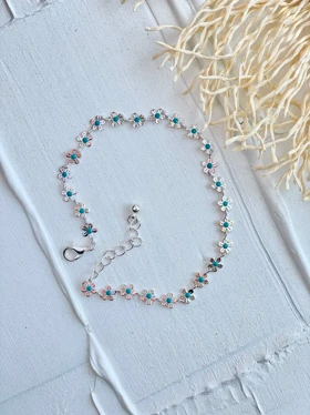 پابند نقره ای فیروزه