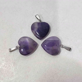 گردنبند سنگ آمیتیست قلبی کوچک