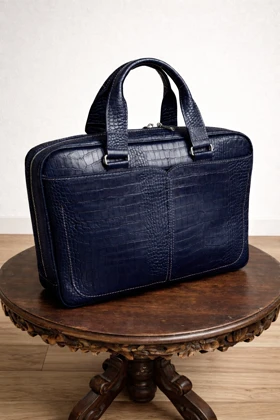 کیف اداری چرم طبیعی سرمه ای