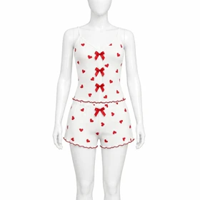 ست تاپ و شلوارک راحتی زنانه ماییلدا مدل قلب و پاپیون کد 5980-3