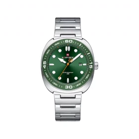 ساعت مچی مردانه نیوی فورس فلزی نقره ای صفحه سبز NF9250-S.GN.S