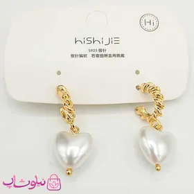 گوشواره حلقه‌ای آویزدار طرح قلب