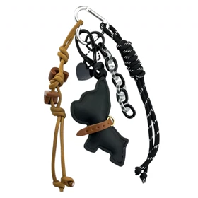 آویز کیف طرح سگ چرمی با تزئینات فانتزی