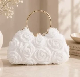 کیف عروس مدل رز برفی کد 18846