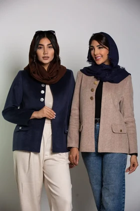 پالتو کت یقه گرد جناقی دکمه نما