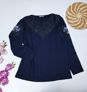 شومیز گیپوردار مدل دلسا کد 50274 (سورمه ای)