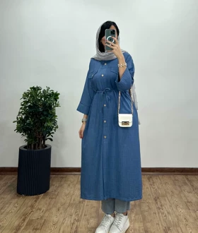 مانتو بلند کمر گت دار المیرا (ارسال رایگان)