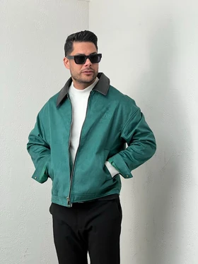 کاپشن مردانه سوییت یقه چرم mc