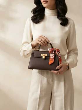 کیف HERMES وارداتی قهوه ای تیره هرمس ترند مد