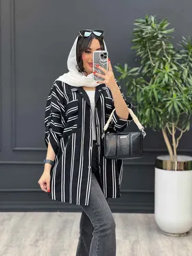 مانتو پانچ راه راه دو خط