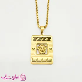 گردنبند پسرانه مدل ورساچه پلاک مستطیل طلایی