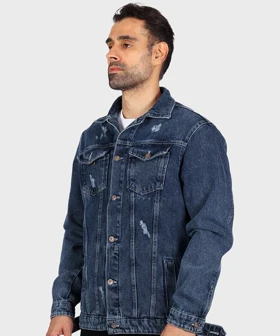 کت جین آبی تیره زخمی 0211