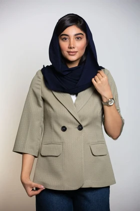 کت زنانه یقه بلیزر آستین 3ربع