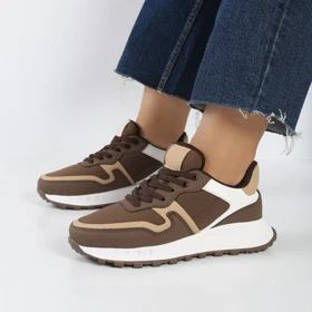 کفش و کتانی اسپرت زنانه و دخترانه رنگ قهوه ای کد M816