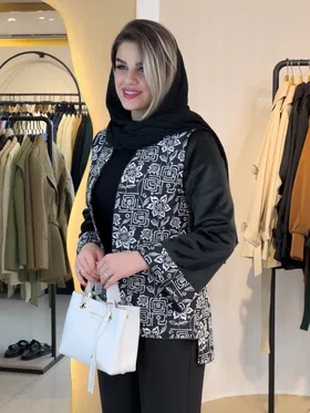 کت ژاکارد آستین پوست گل‌دار 120501