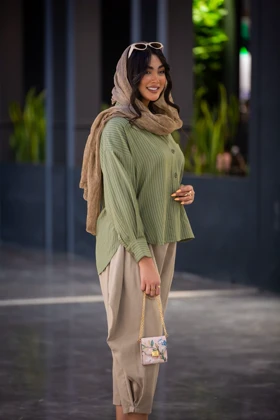 مانتو خطی ژاکارد پری